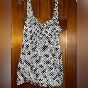 Urban Outfitters Dalila Black & White Geometric Diamond Print Romper